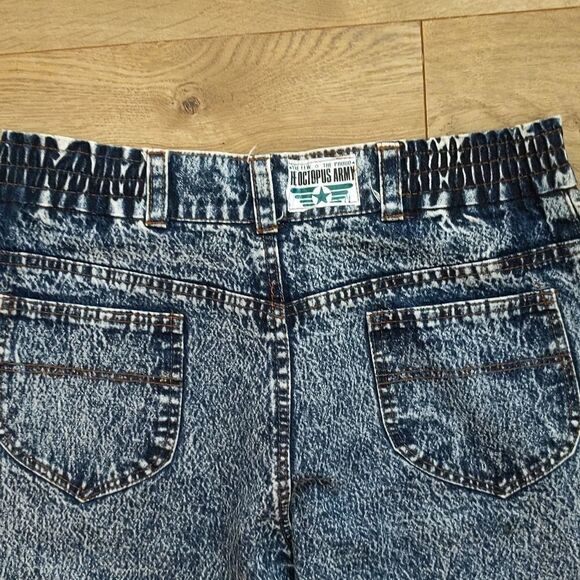 Vintage The Octopus Army unique high waisted side lace acid washed 3/4 jeans - Picture 8 of 10